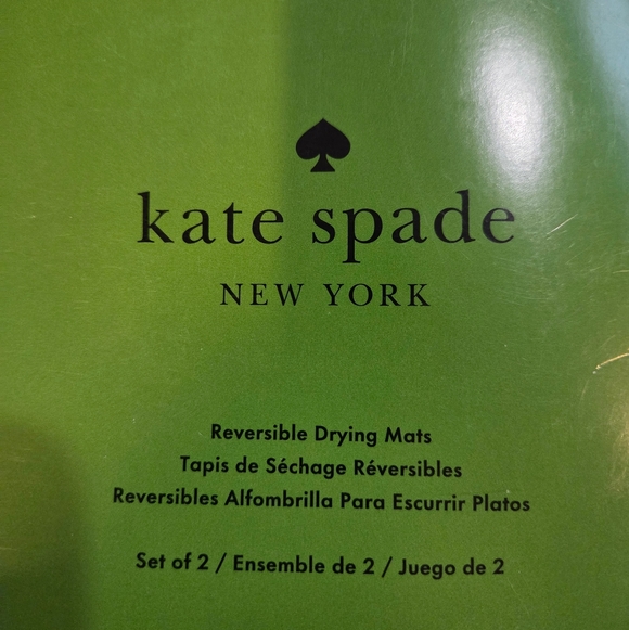 Kate Spade - NEW Set of 2 Blue & Yellow Reversible Floral Drying Mats - Picture 3 of 4